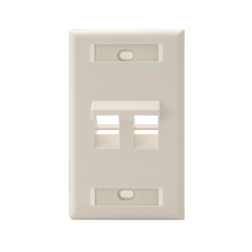Main product image of Angled Single-Gang Quickport, Wallplate w/ ID Windows, 2-port (Light Almond)