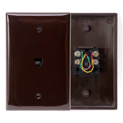 Main product image of Midsize Telephone Wall Jack, 6p4c (Brown)
