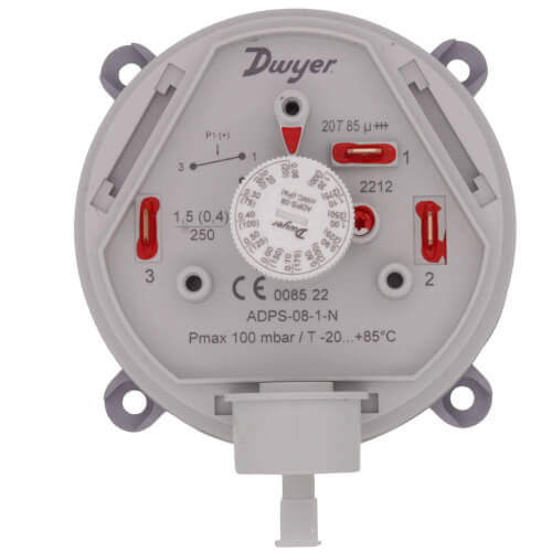 Adjustable Differential Pressure Switch w/ 1/2" NPT Connection (.08" - 1.20" W.C.)