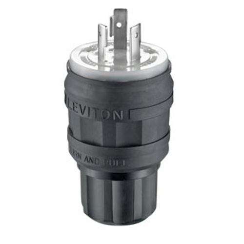 Main product image of 20A, 125V NEMA L5-20P, 2P, 3W, Locking Plug, Grounding, Wetguard (Black)