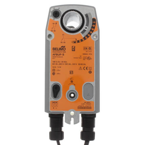 Spring Return Fail-Safe, On/Off Damper Control Actuator, Direct Coupled - 24-240 VAC w/ Aux Switch