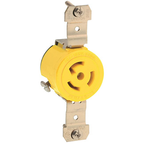 Main product image of 15A, 125V NEMA L5-15R, 2P, 3W, Single Locking Receptacle, Grounding, Corrosion-Resistant (Yellow)