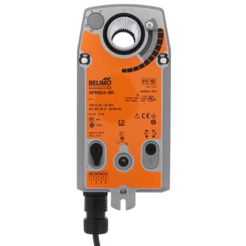 Spring Return Fail-Safe, Valve Actuator, 24 VAC/DC W/ Aux Switch, Modulating