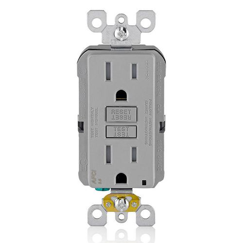 Main product image of 15A, Self Test, Tamper-Resistant AFCI Duplex Receptacle w/ LED Indicator Light & Wallplate (120V) - Gray