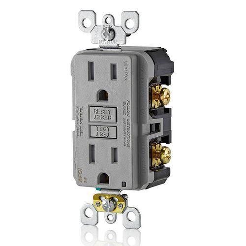 Main product image of 15A, Self Test, Tamper-Resistant AFCI Duplex Receptacle w/ LED Indicator Light & Wallplate (120V) - Gray