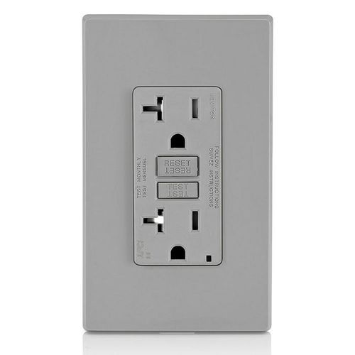 Main product image of 20A, Self Test, Tamper-Resistant AFCI Duplex Receptacle w/ LED Indicator Light & Wallplate (120V) - Gray