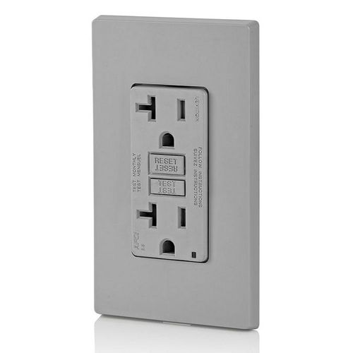 Main product image of 20A, Self Test, Tamper-Resistant AFCI Duplex Receptacle w/ LED Indicator Light & Wallplate (120V) - Gray