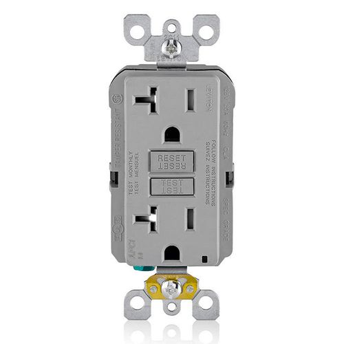 Main product image of 20A, Self Test, Tamper-Resistant AFCI Duplex Receptacle w/ LED Indicator Light & Wallplate (120V) - Gray