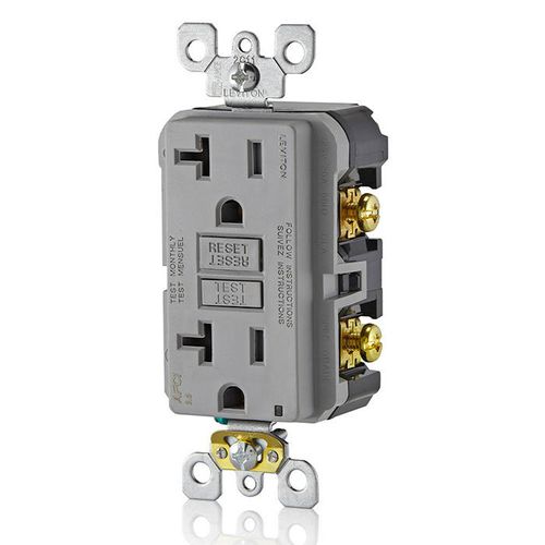 Main product image of 20A, Self Test, Tamper-Resistant AFCI Duplex Receptacle w/ LED Indicator Light & Wallplate (120V) - Gray