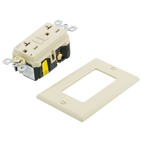 Main product image of 20A, Self Test, Tamper-Resistant AFCI Duplex Receptacle w/ LED Indicator Light & Wallplate (120V) - Ivory