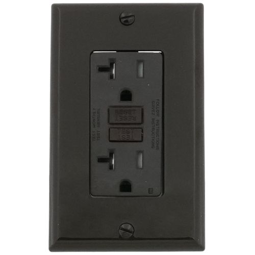 Main product image of 20A, Self Test, Tamper-Resistant AFCI Duplex Receptacle w/ LED Indicator Light & Wallplate (120V) - Brown