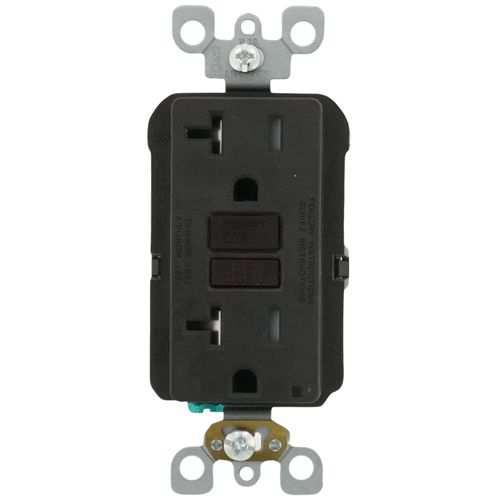 Main product image of 20A, Self Test, Tamper-Resistant AFCI Duplex Receptacle w/ LED Indicator Light & Wallplate (120V) - Brown