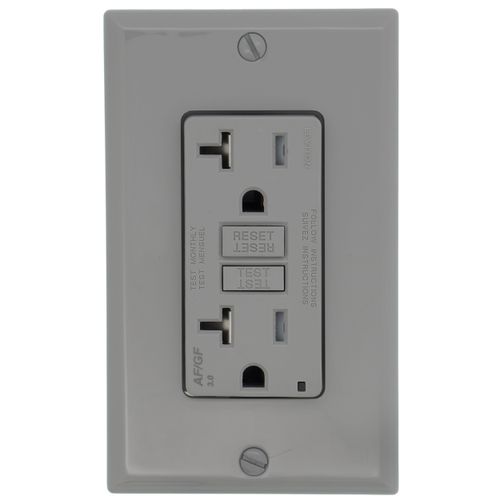 Main product image of 20A, Self Test, Tamper-Resistant Dual-Function AFCI/GFCI Outlet w/ LED Indicator Light (125V) - Gray