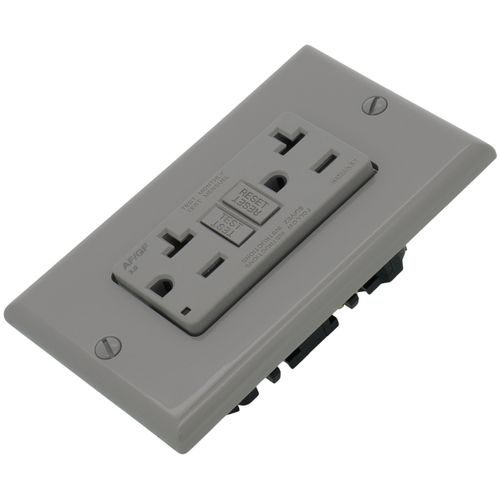 Main product image of 20A, Self Test, Tamper-Resistant Dual-Function AFCI/GFCI Outlet w/ LED Indicator Light (125V) - Gray