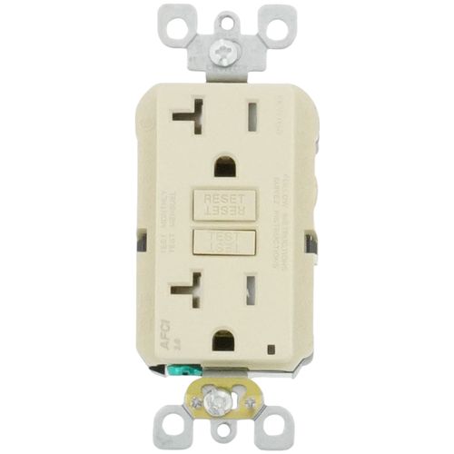 Main product image of 20A, Self Test, Tamper-Resistant Dual-Function AFCI/GFCI Outlet w/ LED Indicator Light (125V) - Ivory