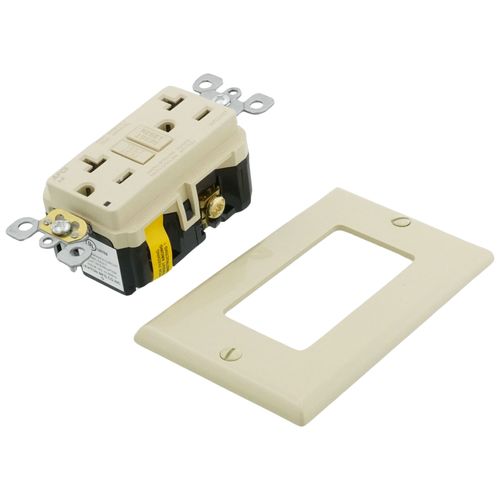 Main product image of 20A, Self Test, Tamper-Resistant Dual-Function AFCI/GFCI Outlet w/ LED Indicator Light (125V) - Ivory