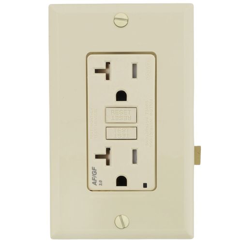 Main product image of 20A, Self Test, Tamper-Resistant Dual-Function AFCI/GFCI Outlet w/ LED Indicator Light (125V) - Light Almond