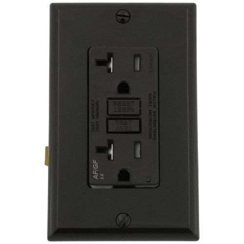 Main product image of 20A, Self Test, Tamper-Resistant Dual-Function AFCI/GFCI Outlet w/ LED Indicator Light (125V) - Brown