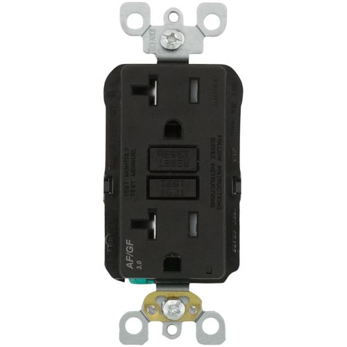Main product image of 20A, Self Test, Tamper-Resistant Dual-Function AFCI/GFCI Outlet w/ LED Indicator Light (125V) - Brown