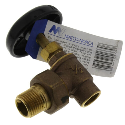 1/2" (Sweat x Male Union) Hot Water Angle Radiator Valve