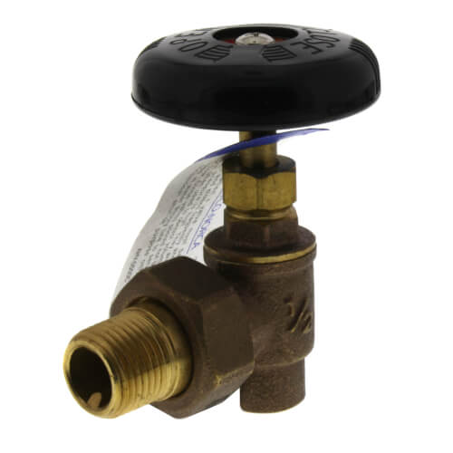 1/2" (Sweat x Male Union) Hot Water Angle Radiator Valve