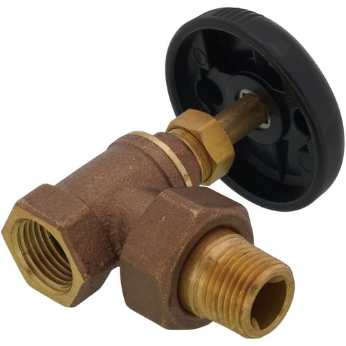 Main product image of 1/2" (FIP x Male Union) Hot Water Angle Radiator Valve, AHV-0500
