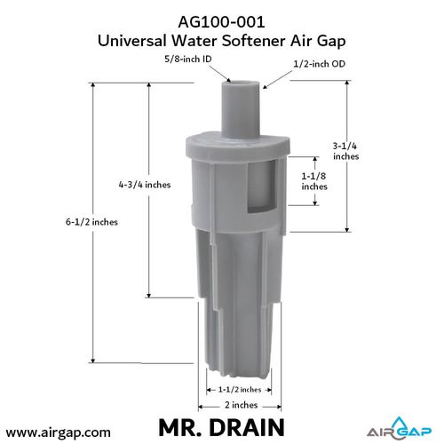 Main product image of Mr Drain Universal Air Gap for Water Softener and Filters w/ 1/2" OD or 5/8" ID Inlet