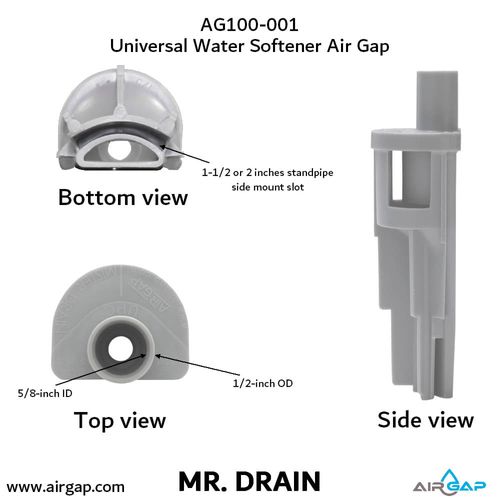 Main product image of Mr Drain Universal Air Gap for Water Softener and Filters w/ 1/2" OD or 5/8" ID Inlet