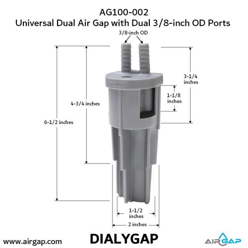 Main product image of Mr Drain Universal Dual Air Gap for Water Filters, w/ 3/8" OD Inlet Ports