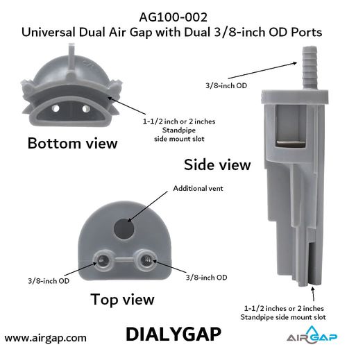 Main product image of Mr Drain Universal Dual Air Gap for Water Filters, w/ 3/8" OD Inlet Ports