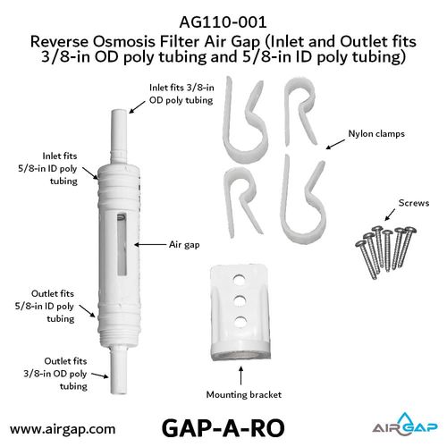 Main product image of Gap-A-Ro Reverse Osmosis Filter Air Gap, w/ 3/8" Inlet Ports and 3/8" Outlet (1/2 GPM)