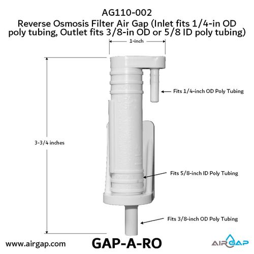 Main product image of Reverse Osmosis Filter Air Gap, Bottom Entry w/ 1/4" Inlet Ports and 3/8" Outlet (1/2 GPM)