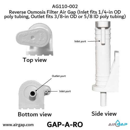 Main product image of Reverse Osmosis Filter Air Gap, Bottom Entry w/ 1/4" Inlet Ports and 3/8" Outlet (1/2 GPM)