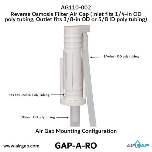Main product image of Reverse Osmosis Filter Air Gap, Bottom Entry w/ 1/4" Inlet Ports and 3/8" Outlet (1/2 GPM)