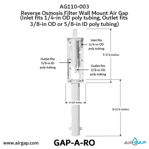 Main product image of Reverse Osmosis Filter Air Gap w/ Wall Mount Cover, 1/4" Inlet Ports and 3/8" Outlet (1/2 GPM)