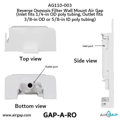 Main product image of Reverse Osmosis Filter Air Gap w/ Wall Mount Cover, 1/4" Inlet Ports and 3/8" Outlet (1/2 GPM)