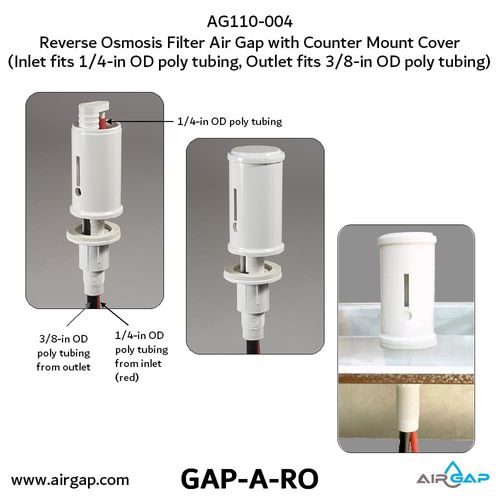 Main product image of Reverse Osmosis Filter Air Gap w/ Counter Mount Cover, 1/4" Inlet Ports and 3/8" Outlet (1/2 GPM)