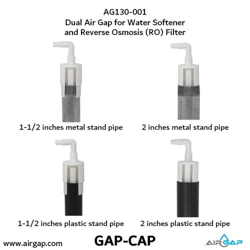 Main product image of Dual Air Gap for Water Softener and Reverse Osmosis w/ 1/2" OD to 5/8" ID Tubing Inlet