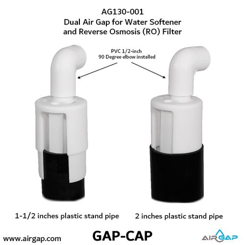 Main product image of Dual Air Gap for Water Softener and Reverse Osmosis w/ 1/2" OD to 5/8" ID Tubing Inlet