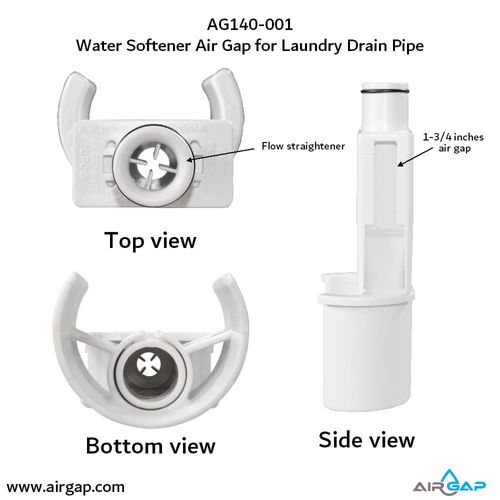 Main product image of Drain Pipe Water Softener Air Gap For Washing Machine Box w/ 1/2" PVC Slip Inlet and 2" Drain Pipe
