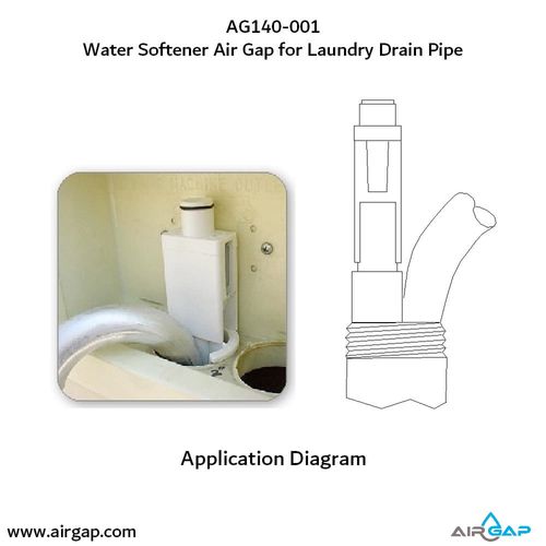 Main product image of Drain Pipe Water Softener Air Gap For Washing Machine Box w/ 1/2" PVC Slip Inlet and 2" Drain Pipe