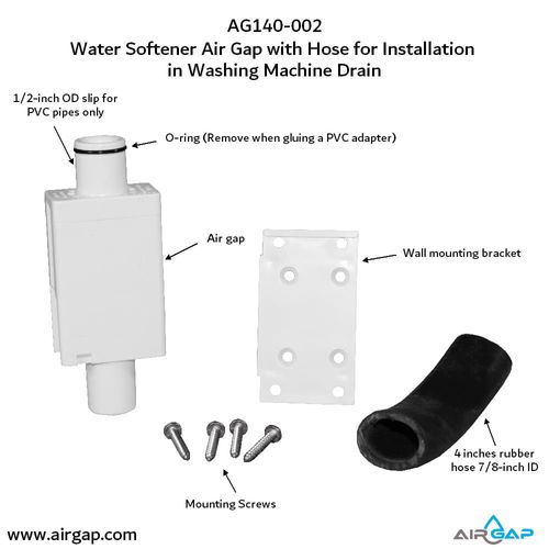 Main product image of Drain Pipe Water Softener Air Gap For Washing Machine Box w/ 1/2" PVC Slip Inlet and 1-1/2" Drain Pipe