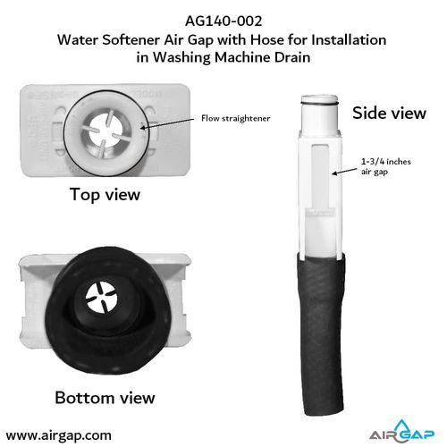 Main product image of Drain Pipe Water Softener Air Gap For Washing Machine Box w/ 1/2" PVC Slip Inlet and 1-1/2" Drain Pipe