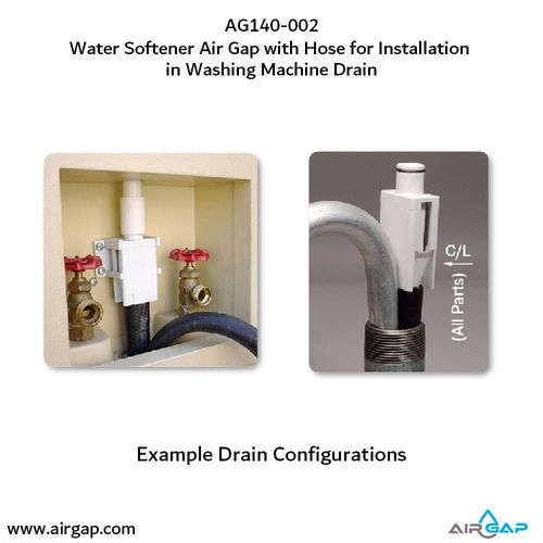Main product image of Drain Pipe Water Softener Air Gap For Washing Machine Box w/ 1/2" PVC Slip Inlet and 1-1/2" Drain Pipe