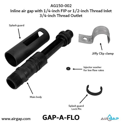 Main product image of Gap-A-Flo High-Flow In-Line Air Gap w/ 1/4" FIP or 1/2" MIP Inlet