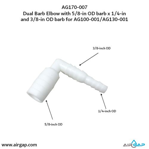 Main product image of 3/8" or 1/4" Inlet x 5/8" Outlet 90-Degree Dual Barb Elbow