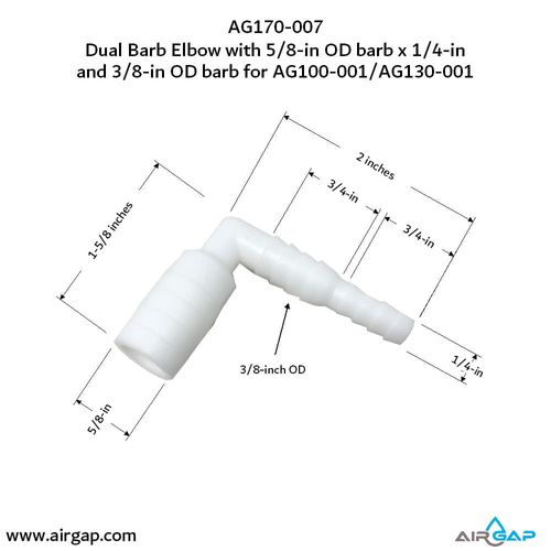 Main product image of 3/8" or 1/4" Inlet x 5/8" Outlet 90-Degree Dual Barb Elbow