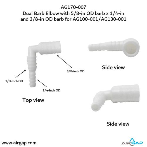 Main product image of 3/8" or 1/4" Inlet x 5/8" Outlet 90-Degree Dual Barb Elbow