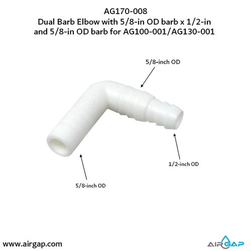 Main product image of 1/2" or 5/8" Inlet x 5/8" Outlet 90-Degree Dual Barb Elbow