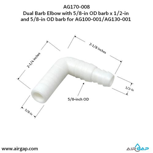 Main product image of 1/2" or 5/8" Inlet x 5/8" Outlet 90-Degree Dual Barb Elbow